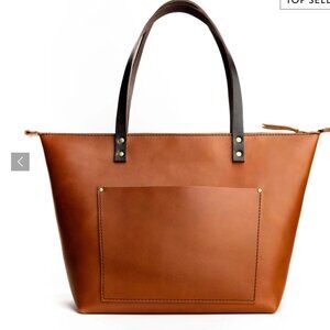 Portland Leather Tote Large Zipper Brown